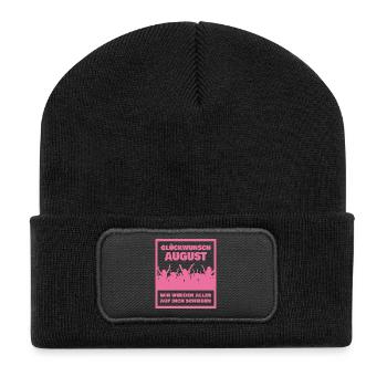 Kollege August - Recycelte Patch Beanie - Schwarz - Vorne