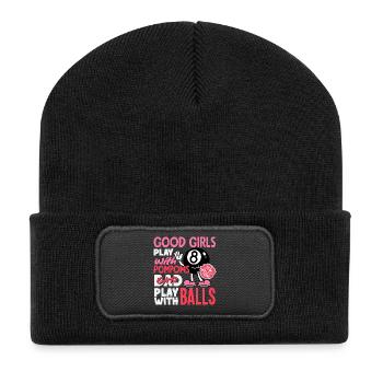 Böse Mädchen Spielen Mit Bällen Billard Lustig - Recycelte Patch Beanie - Schwarz - Vorne