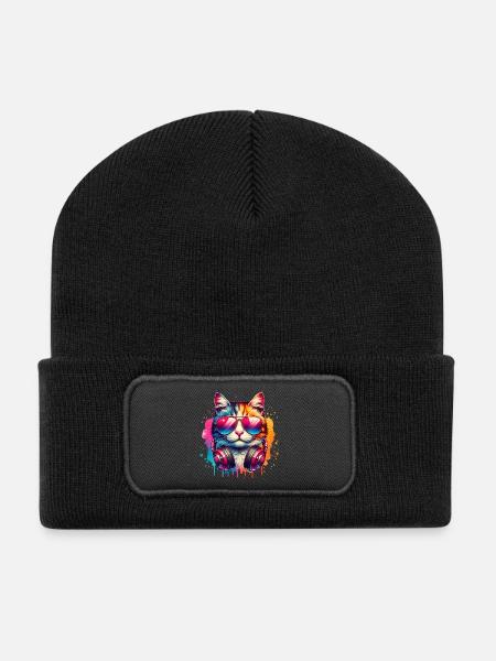 dj cat - Recycelte Patch Beanie - Schwarz