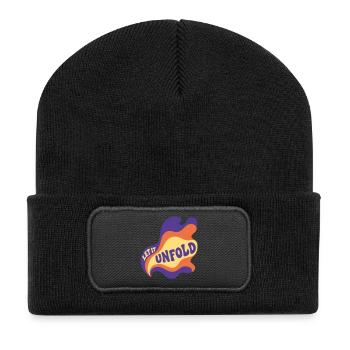 Let It Unfold Psychedelic - Recycelte Patch Beanie - Schwarz - Vorne
