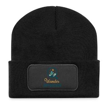 Wunder Entdecker - Recycelte Patch Beanie - Schwarz - Vorne