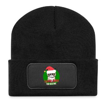 Wütende Weihnachtskatze Weihnachtsmütze Weihnachtsmütze Sei traurig - Recycelte Patch Beanie - Schwarz - Vorne
