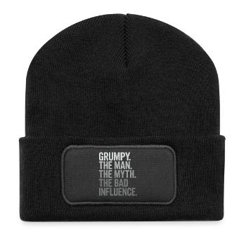 Grumpy der Mann, der Mythos, der schlechte Einfluss - Recycelte Patch Beanie - Schwarz - Vorne