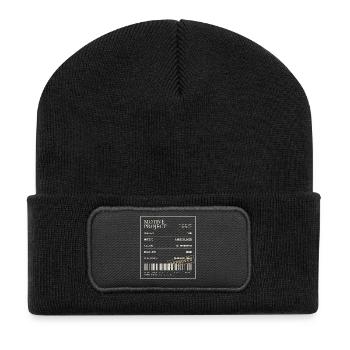 Archivdatei Nr. 001 - Recycelte Patch Beanie - Schwarz - Vorne