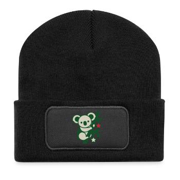 Koalabaer Silhouette Logo - Recycelte Patch Beanie - Schwarz - Vorne