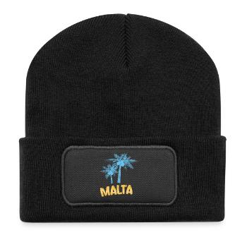 Geschenk für Malta - Recycelte Patch Beanie - Schwarz - Vorne