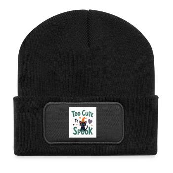 Zu süß, um Katze zu erschrecken Halloween - Recycelte Patch Beanie - Schwarz - Vorne