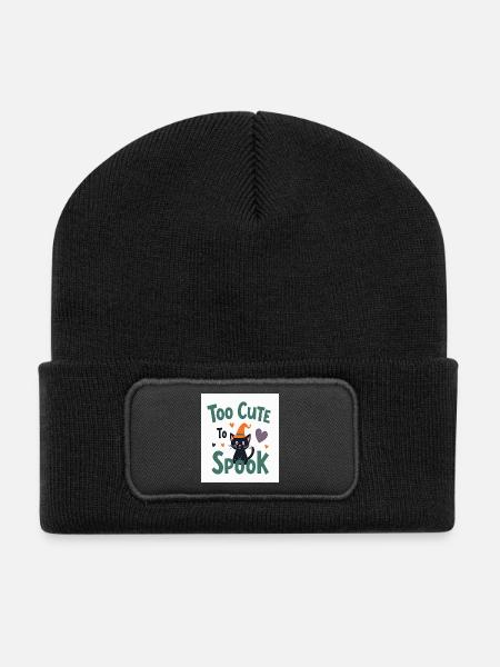 Zu süß, um Katze zu erschrecken Halloween - Recycelte Patch Beanie - Schwarz