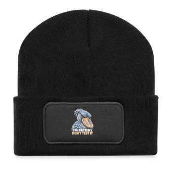 Shoebill – Ich bin geduldig, teste es nicht - Recycelte Patch Beanie - Schwarz - Vorne