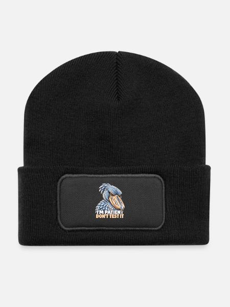 Shoebill – Ich bin geduldig, teste es nicht - Recycelte Patch Beanie - Schwarz