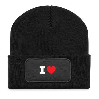 I LOVE - HEART Add Your own text - Recycled Patch Beanie - black - Front