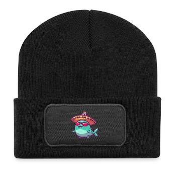 baleine drôle sombrero - Beanie recyclé à patch - noir - Devant