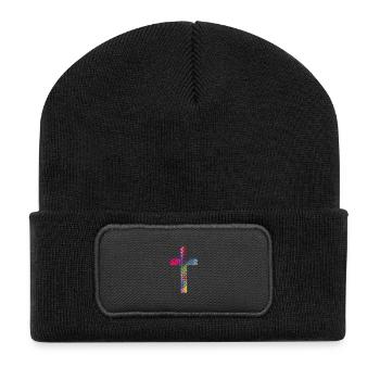 Kreuz - Recycelte Patch Beanie - Schwarz - Vorne