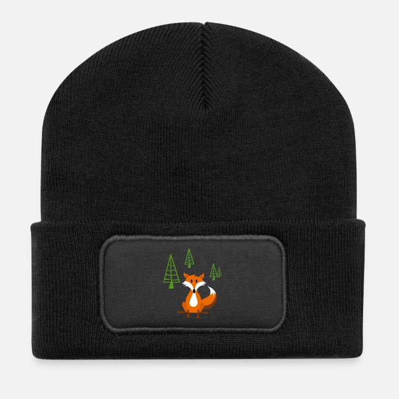 Schlauer Fuchs - Recycelte Patch Beanie - Schwarz