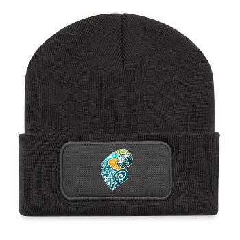 Blue and gold macaw tribal tattoo - Recycled Patch Beanie - dark grey - Front