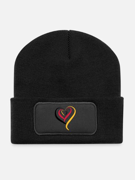 Deutschland Herz - Recycelte Patch Beanie - Schwarz
