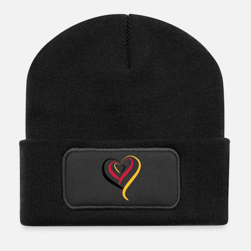 Deutschland Herz - Recycelte Patch Beanie - Schwarz