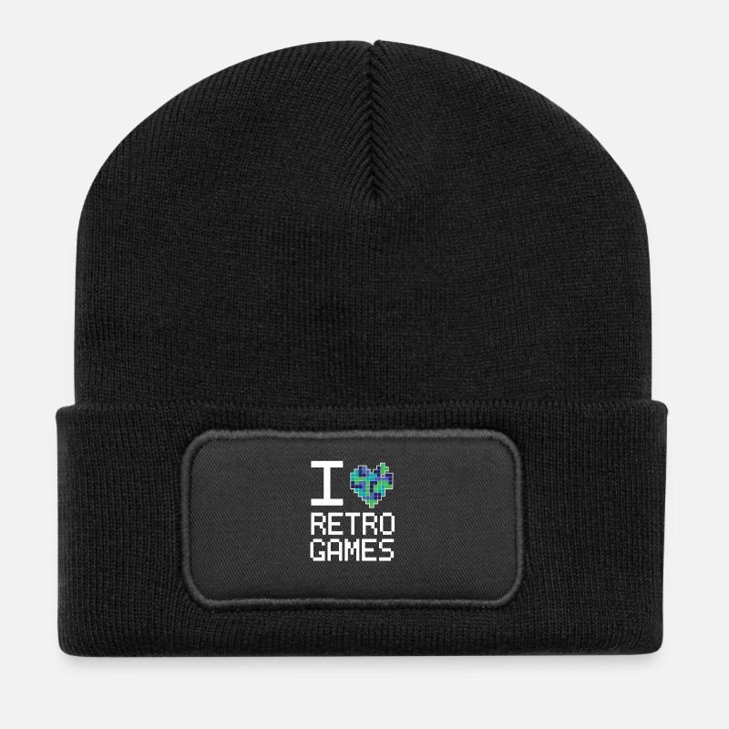 Retro Game Liebe - Recycelte Patch Beanie - Schwarz