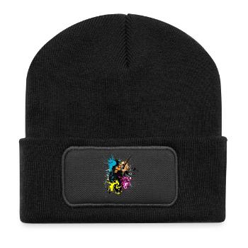 Unicorn Skull - Recycelte Patch Beanie - Schwarz - Vorne