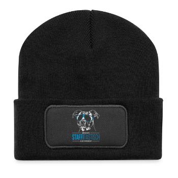 STAFFITASTISCH American Staffordshire Terrier - Recycelte Patch Beanie - Schwarz - Vorne