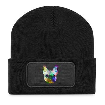 French Bulldog - Recycelte Patch Beanie - Schwarz - Vorne