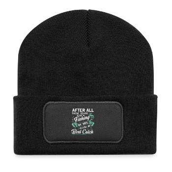 After all years of Fishing my Wife my best Catch - Recycelte Patch Beanie - Schwarz - Vorne