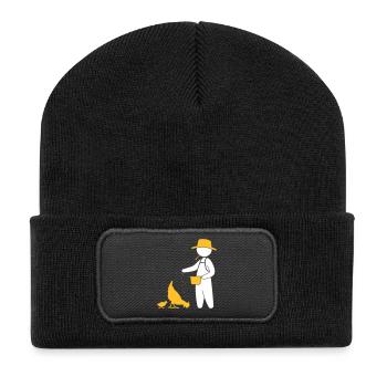 Farmer Feeding The Chickens - Recycled Patch Beanie - black - Front
