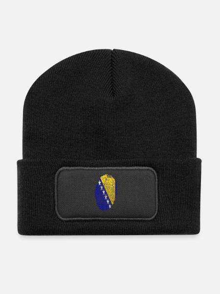 empreintes digitales j'aime la Bosnie Bosnie - Beanie recyclé à patch - noir