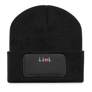 I LOVE ekg heartbeat England Great britian - Recycelte Patch Beanie - Schwarz - Vorne