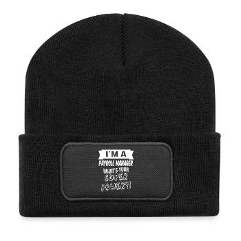 im a payroll manager whats your superpower - Recycelte Patch Beanie - Schwarz - Vorne