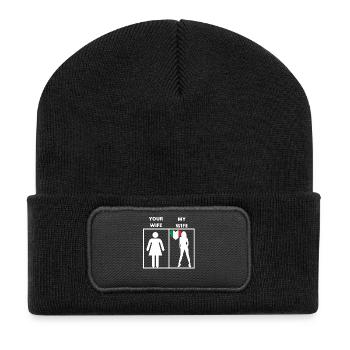 Italie cadeau ma femme ta femme - Beanie recyclé à patch - noir - Devant