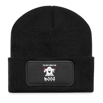 Lustiges Hallowen I M Just Here For the Boos Tee - Recycelte Patch Beanie - Schwarz - Vorne