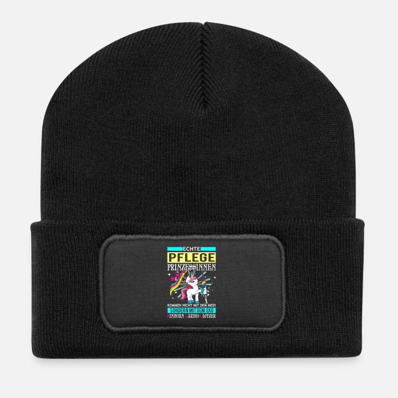 Einhorn - Pflege Prinzessin - Recycelte Patch Beanie - Schwarz