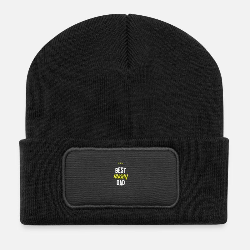 Distressed - BEST RUGBY DAD - Recycled Patch Beanie - black