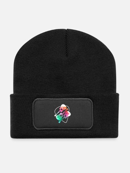 3 Colorful Guitars - Recycled Patch Beanie - black