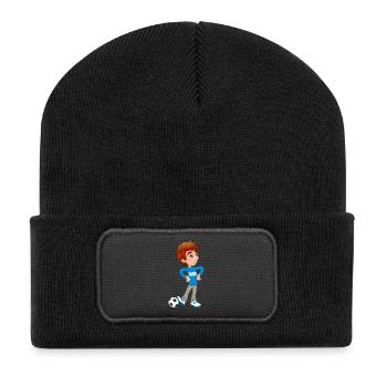 Boy Soccer Player - Recycelte Patch Beanie - Schwarz - Vorne