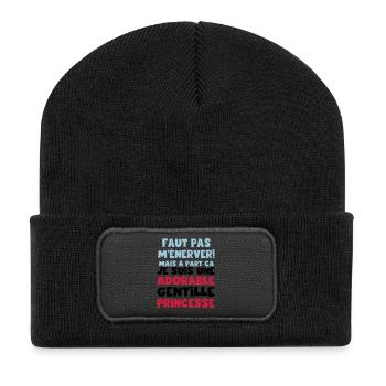 une adorable gentille princesse - Beanie recyclé à patch - noir - Devant