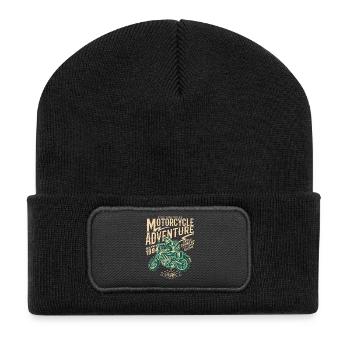 Motorcycle Adventure - Recycelte Patch Beanie - Schwarz - Vorne