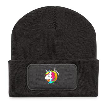 Christmas unicorn new gift rainbow - Recycled Patch Beanie - dark grey - Front