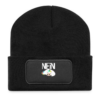 Weihnachten Einhorn neu new Geschenk Regenbogen - Recycelte Patch Beanie - Schwarz - Vorne
