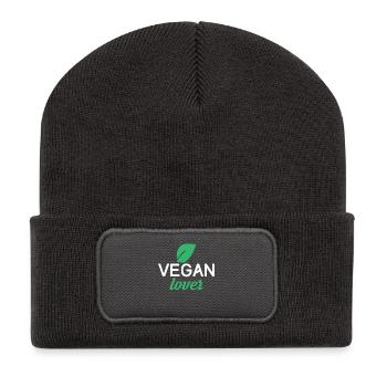 Vegan lover - Recycelte Patch Beanie - Dunkelgrau - Vorne