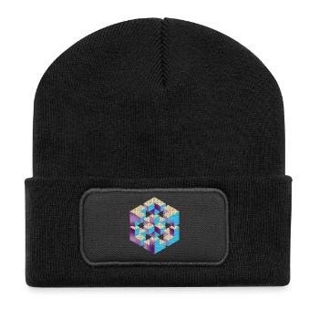 Figure impossible imagination géométrie cube Escher - Beanie recyclé à patch - noir - Devant