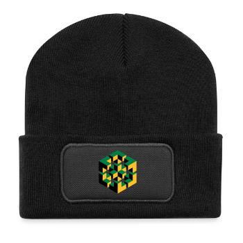 unmögliche Figur Escher Würfel Geometrie Phantasie - Recycelte Patch Beanie - Schwarz - Vorne