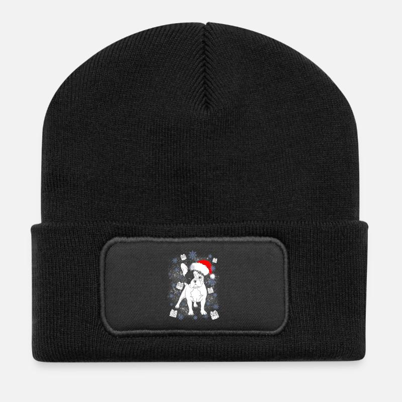French Bulldog Santa Christmas gift - Recycled Patch Beanie - black