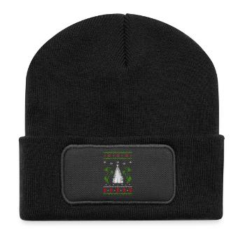 Pferd Ugly Christmas Jumper Gift - Recycelte Patch Beanie - Schwarz - Vorne