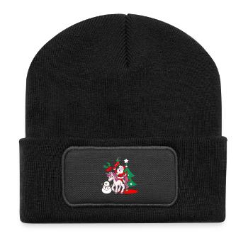 Santa Unicorn Santa Claus Christmas gift - Recycled Patch Beanie - black - Front