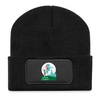 Unicorn Merry Christmas Shirt Gift - Recycled Patch Beanie - black - Front