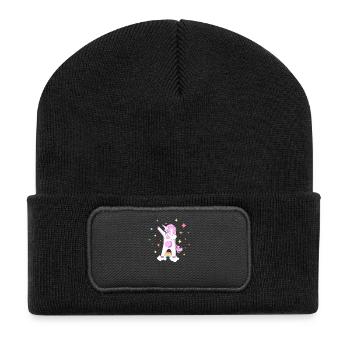 Dabbing licorne mignonne Dab Dance Hiphop danse cadeau - Beanie recyclé à patch - noir - Devant