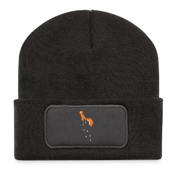 Kletterndes Eichhörnchen Nagetier Squirrel - Recycelte Patch Beanie - Dunkelgrau - Vorne