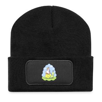 Einhorn lustig Schnecke Geschenk Geburtstag Kind - Recycelte Patch Beanie - Schwarz - Vorne